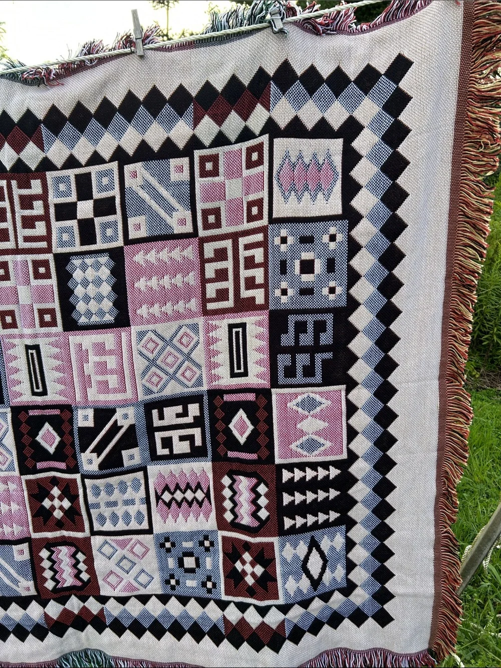 Crown Crafts Woven Throw American Indian & Quilt Motifs